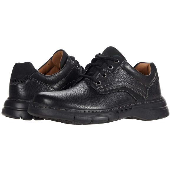 NWT Clarks Men’s Un Brawley Pace Oxford Shoes Black Leather Size 8.5